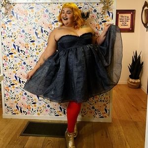 Selkie navy strapless dress